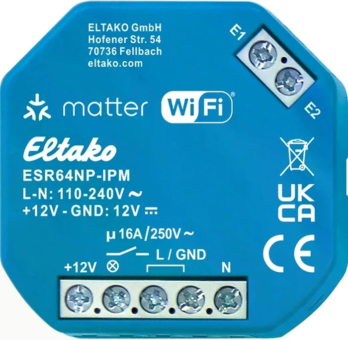 Eltako ESR64PF-IPM Stromstoß-Schaltrelais mit IP, Matter über Wi-Fi, optional EnOcean, 1 Schließer potenzialfrei 16 A