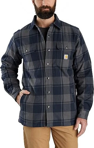 Carhartt Relaxed Fit Heavyweight Flannel Sherpa Lined Hemd langarm navy (Herren)