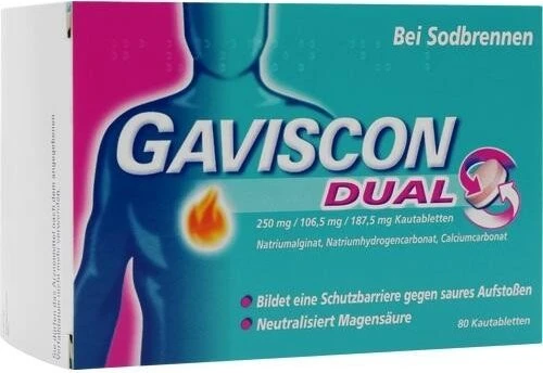 Gaviscon Dual 250mg/106.5mg/187.5mg Kautabletten, 80 Stück