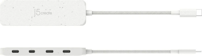 j5create Eco-Friendly 4-in-1 USB-C Hub weiß, 4x USB-C 3.1, USB-C 3.1 [Stecker]