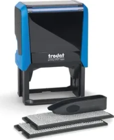trodat printy 4927 Typomatic Textstempel zum Selbersetzen, 60x40mm, schwarz/blau