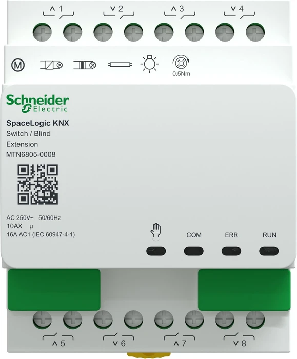 Schneider Electric SpaceLogic KNX Erweiterung Schalter/Jalousie 8-fach/4-fach, 16A/10A, 4TE REG, Schaltaktor
