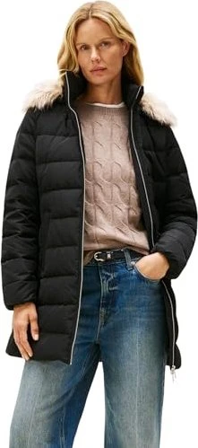 Tommy Hilfiger Down Slim mit Fellbesatz Funktionsmantel schwarz (Damen)