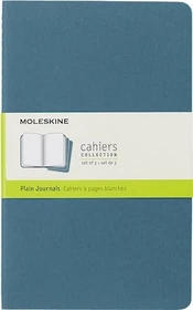 Moleskine Cahier Notizheft, 130x210mm, glatt, fester Einband Large, blau, 40 Blatt, 3er-Pack