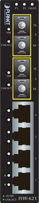 Planet ISW-621 Industrial Railmount Switch, 4x RJ-45, 2x SC-Duplex