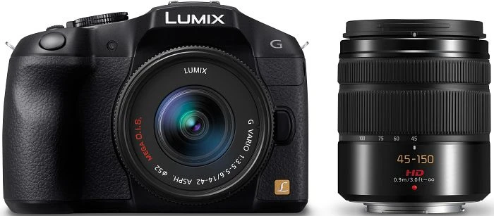 Panasonic Lumix DMC-G6 schwarz mit Objektiv Lumix G Vario 14-42mm 3.5-5.6 ASPH OIS und Lumix G Vario 45-150mm 4.0-5.6 OIS