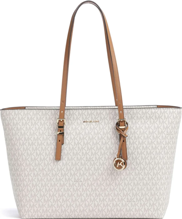 Michael Kors Quinn Large Signature Leder Shopper vanille/acorn