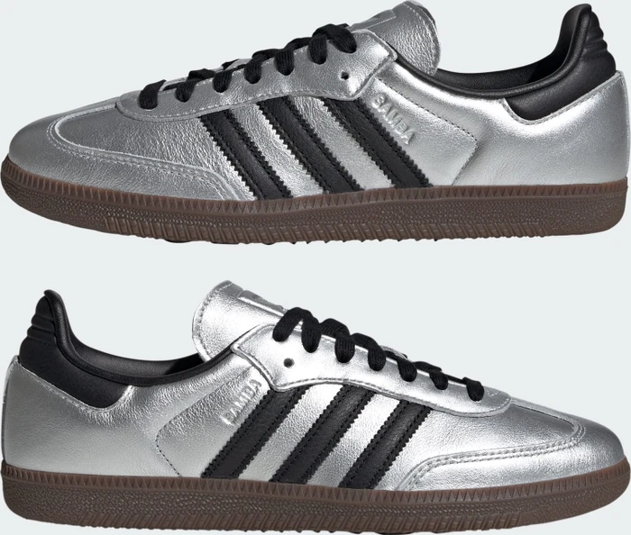 adidas Samba OG silver metallic/core black/gum (Damen)
