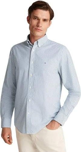 Tommy Hilfiger Regular Fit Popeline Hemd langarm nouveau green/multi (Herren)