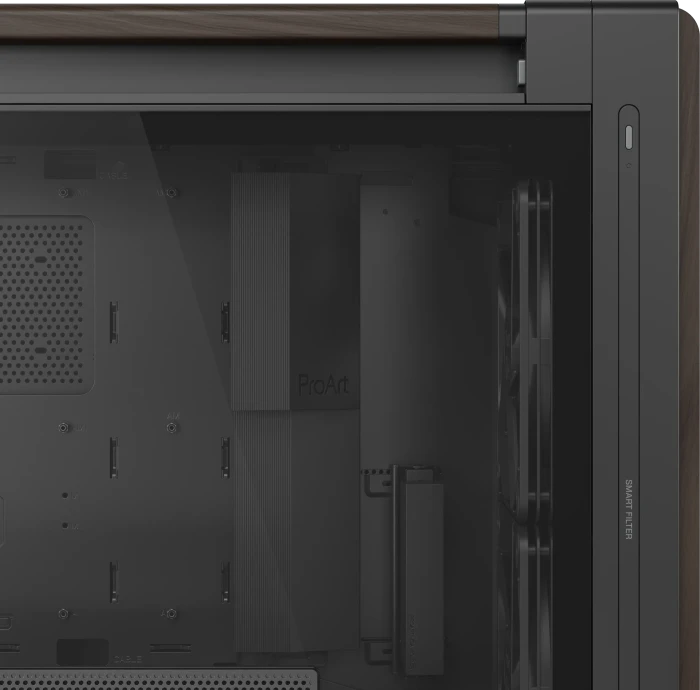 ASUS ProArt PA602 Wood Edition Modern Black, schwarz/braun, Tempered Glass Panel, Glasfenster