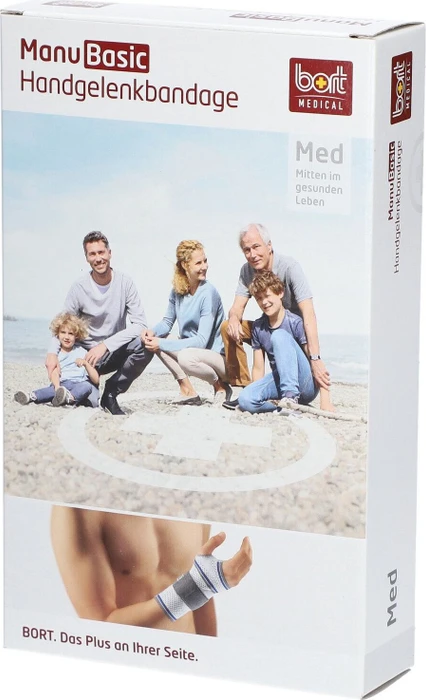 Bort Medical ManuBasic Handgelenkbandage rechts Größe M silber, 1 Stück