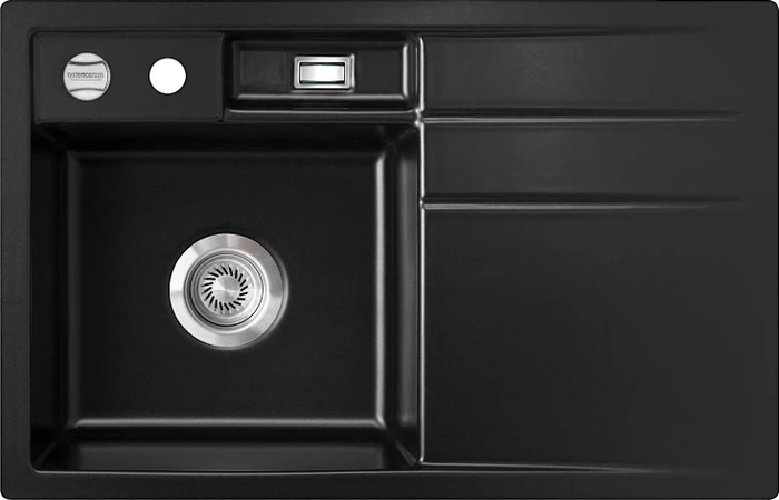 systemceram Bela 78 F Einbau Becken links mit Ablauffernbedienung nero