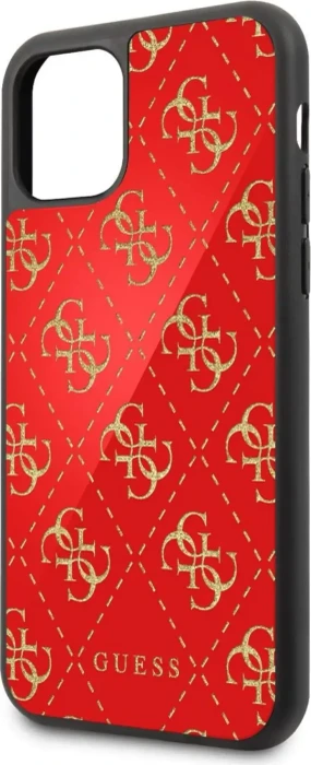 Guess Hard Cover Double Layer Glitter 4G für Apple iPhone 11 Pro Max rot