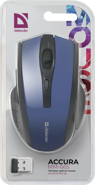 Defender Accura MM-665 Wireless Optical Mouse blau, USB