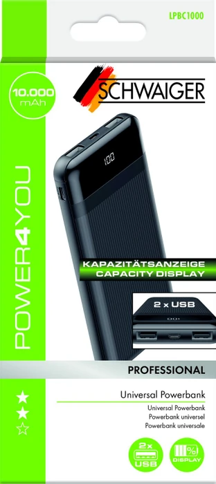 Schwaiger Powerbank Solar 10000mAh schwarz/orange