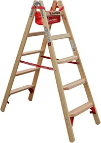 Euroline Comfort Holz 2-tlg. Stehleiter, 2x 5 Stufen