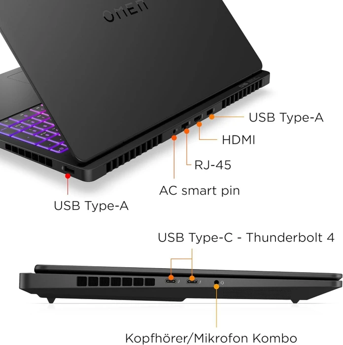 HP OMEN Max Gaming Laptop 16-ah0272ng, Shadow Black, Core Ultra 7 255HX, 32GB RAM, 1TB SSD, GeForce RTX 5070 Ti, DE
