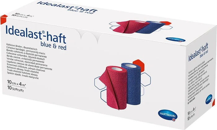 Hartmann Idealast-haft Color Idealbinde blau & rot, 10cm x 4m, 10 Stück