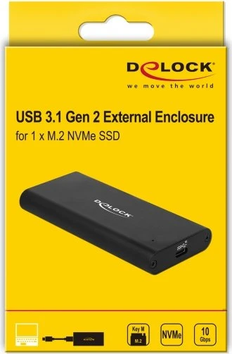 DeLOCK USB 3.1 Gen 2 External Enclosure, USB-C 3.1