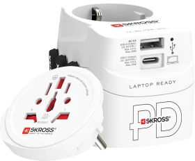 Skross World Travel Adapter PRO Light USB AC45PD - World, 1x USB-A, 1x USB-C