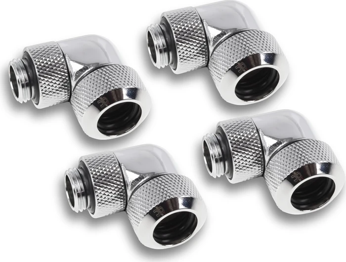Alphacool Eiszapfen 90° G1/4" auf 13mm HardTube Anschraubtülle, verchromt, 4er-Pack