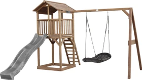 Axi Spielturm Beach Tower mit Rutsche und Nestschaukel braun/grau