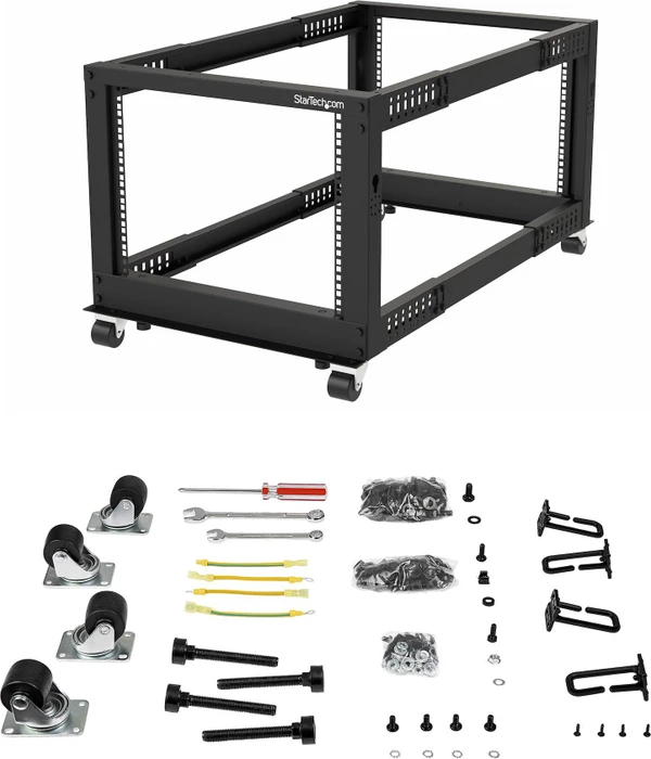 StarTech 4POSTRACK8U, 19" Open Frame Serverrack 8HE, schwarz, 1100mm tief (4POSTRACK8U) – Bild 11