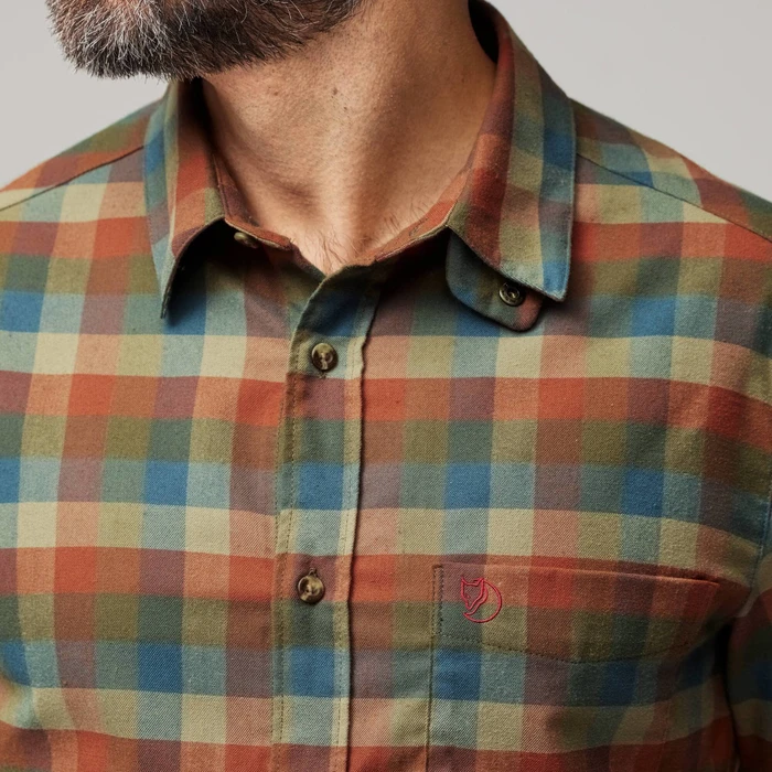 Fjällräven Lappland Stretch Flannel Hemd langarm laurel green/autumn leaf (Herren)