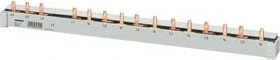 Siemens Stiftsammelschiene, 16mm2 16TE, 4-phasig, schneidbar FI 4P N rechts und 6 LS 1P+N berührungssicher mit Endkappen