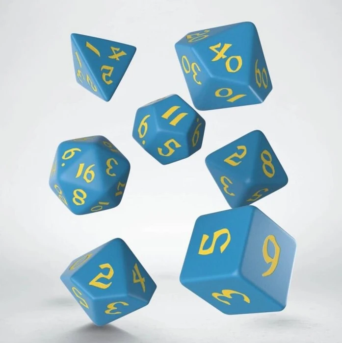 Q-Workshop Würfelset Classic Runic - blue & yellow