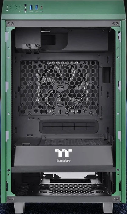 Thermaltake The Tower 100 Racing Green, grün, Glasfenster, Mini-ITX