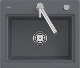 Villeroy & Boch Subway Style 60 S Einbau Becken mittig mit Ablauffernbedienung graphite