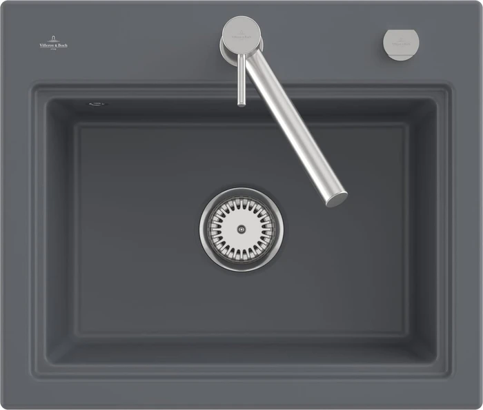 Villeroy & Boch Subway Style 60 S Einbau Becken mittig mit Ablauffernbedienung graphite
