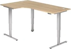Hammerbacher Ergonomic Aktiv XDSM82/E/S elektrisch höhenverstellbarer Sitz-Steh-Schreibtisch 200x120cm Eiche/silber