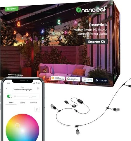 nanoleaf Essentials Matter Smart Outdoor Lichterkette LED 40x warmweiß-tageslichtweiß RGB