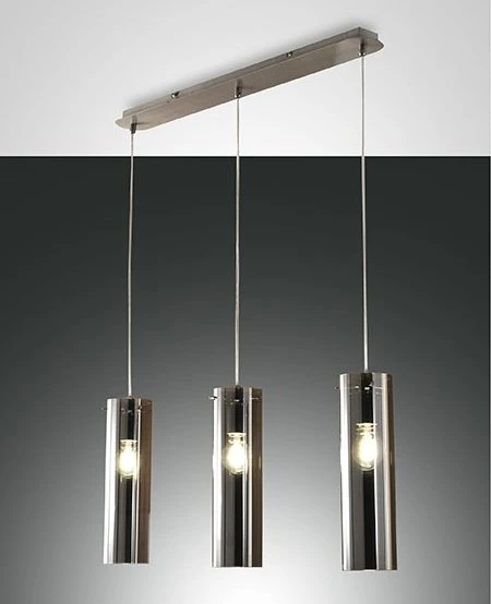 Fabas Luce Sintesi Pendelleuchte rund 3-flammig grau
