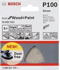 Bosch Professional M480 Best for Wood and Paint Gewebeschleifblatt K100, 93mm, 5 Stück