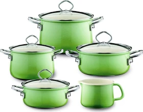 Riess Emaille Nouvelle Kochgeschirr-Set smaragd, 5-tlg.