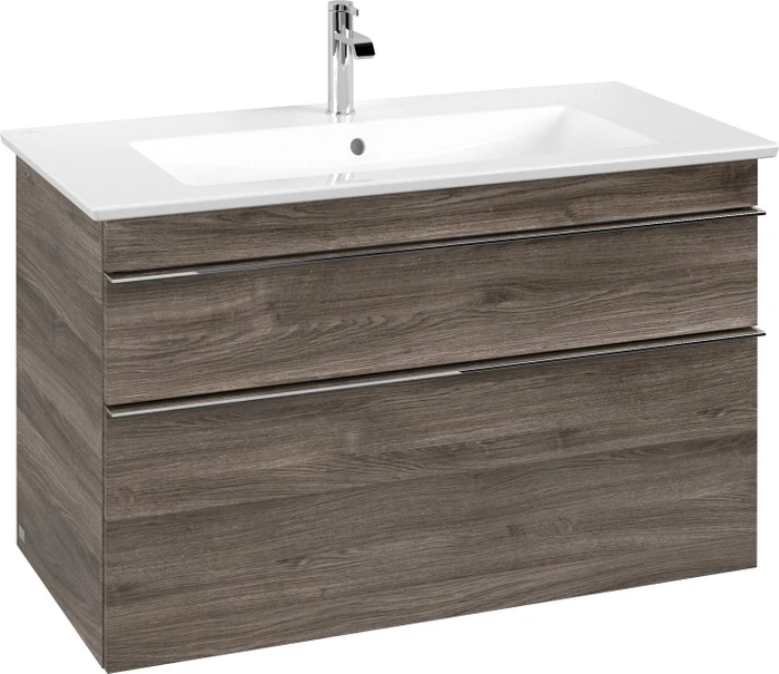 Villeroy & Boch Venticello Waschbeckenunterschrank für Becken mittig 2 Auszüge 953x590x477mm stone oak/chrome