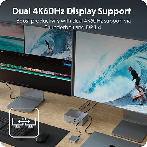 Targus HyperDrive GEN2 14-Port Thunderbolt 3 Docking Station, Multiport-Adapter, grau, Thunderbolt 3 [Buchse]