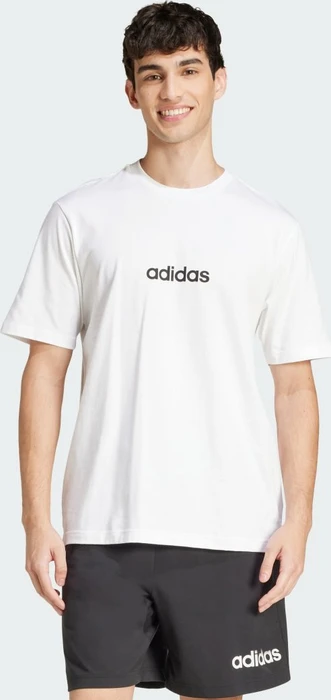 adidas Essentials Linear Single Jersey T-Shirt kurzarm weiß/schwarz (Herren)