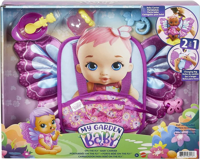 Mattel My Garden Baby Schmetterlings-Flügel Babytragesitz und Wechseltasche