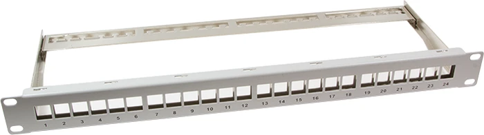 LogiLink Patchpanel für RJ-45 Keystone Module 19" , geschirmt, 24-Port, 1HE, 19", 1HE, grau