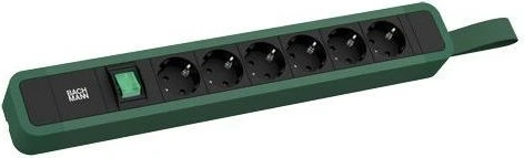 Bachmann Primo 2, 6-fach, mit Schlaufe, Schalter, 2m, grün/schwarz