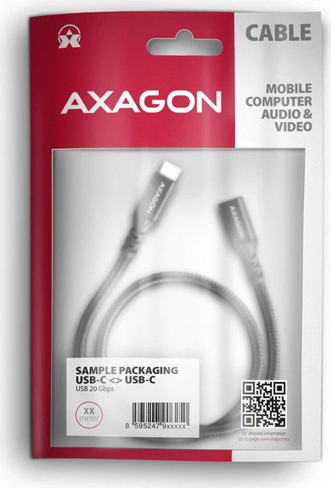 Axagon USB-C Verlängerung, USB 3.2 Gen2x2, 20Gb/s, 8K60Hz, 240W PD EPR, USB-C [Stecker] auf USB-C [Buchse], Verlängerungskabel C/C, 1.5m