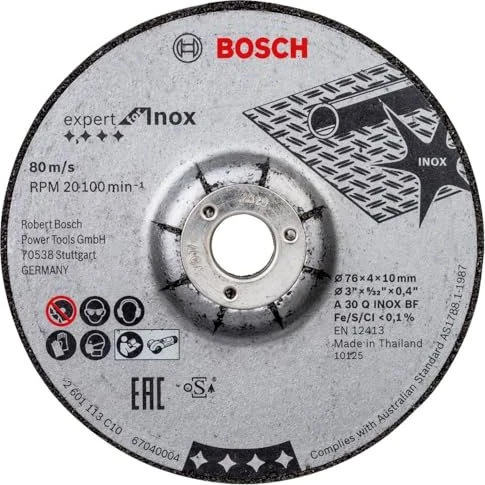 Bosch Professional A 30 Q INOX BF Expert for Inox Schleifscheibe, 76x4x10mm, 2 Stück