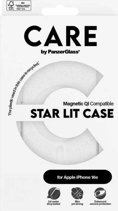 PanzerGlass Care Flagship Case Urban Combat Star Lit MagSafe für Apple iPhone 16e weiß