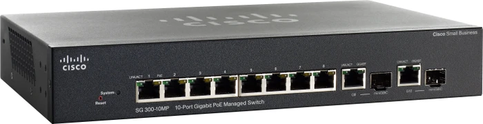 Cisco SG300 Desktop Gigabit Managed Switch, 8x RJ-45, 2x RJ-45/SFP, 124W PoE