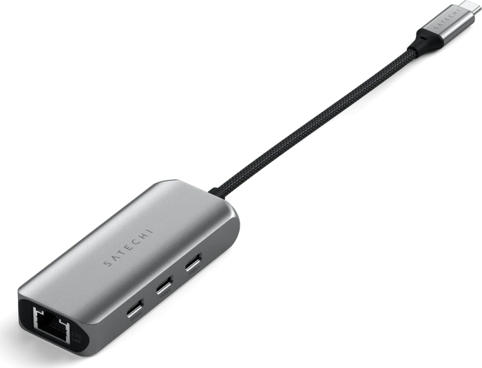 Satechi 4-In-1 USB-C Hub 2.5 Gigabit Ethernet, Space Gray, USB-C 3.1 [Stecker]
