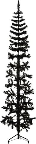 vidaXL Künstlicher Weihnachtsbaum halbrund schlank schwarz, 210cm